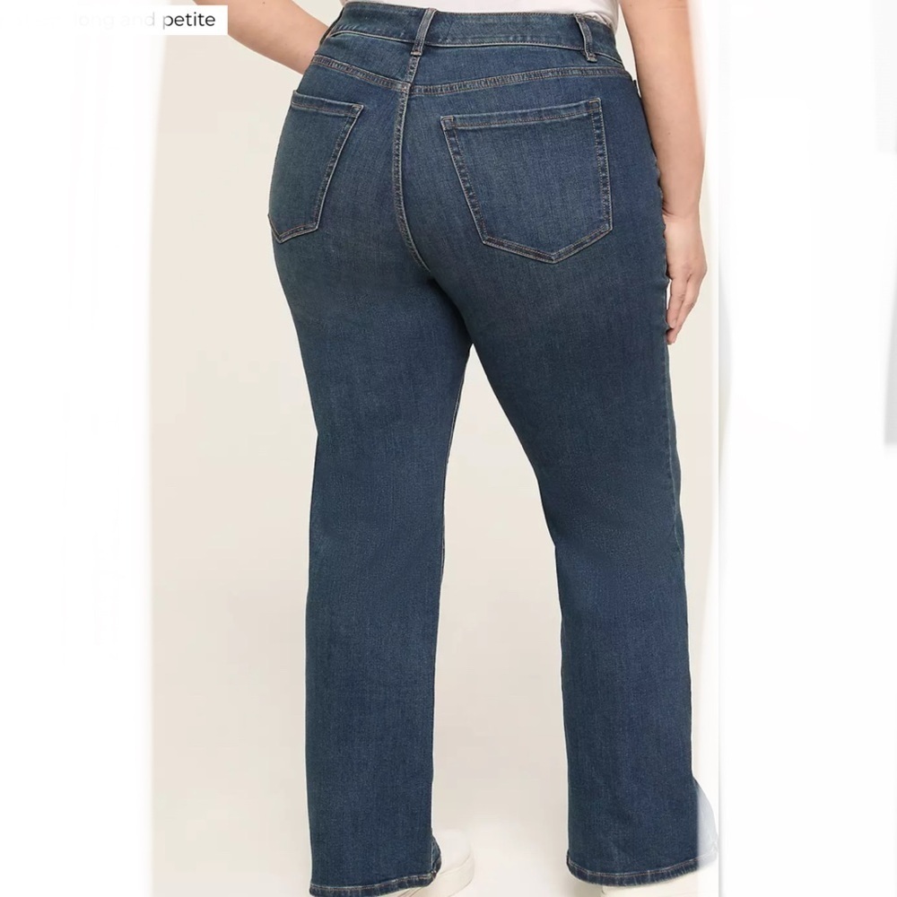 NWT Lane Bryant Dark Wash Flex Waist Signature‎ Straight Bootcut Jeans (34/36)